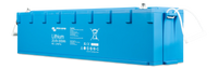 Side perspective of Victron 300Ah lithium battery showing M8 terminal and handle