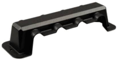 Black ABS protective cover for the Victron 250A busbar shown from an isometric angle