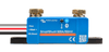 Blue battery monitor shunt with status LEDs and brass terminal bolts