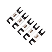 Five 400A ANL fuses with white ceramic housings and silver-toned slotted terminals