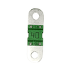 40A 58V MIDI fuse with metallic finish and circular mounting holes on a white background
