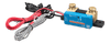 Angle view of Victron SmartShunt 500A with included red and grey fused connection cables