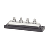 Victron 600A busbar with four stainless steel terminal studs and tin-plated copper bar on a black ABS base