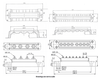 Dimensional drawings for 4P and 8P Victron busbars and covers with metric measurements