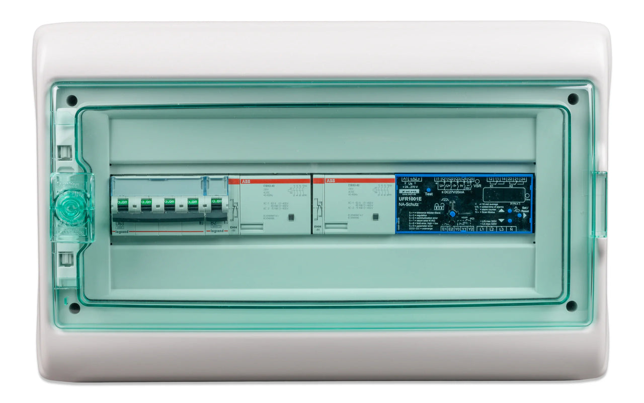Front view of Victron Energy 63A anti-islanding box with IP65 weather-resistant enclosure