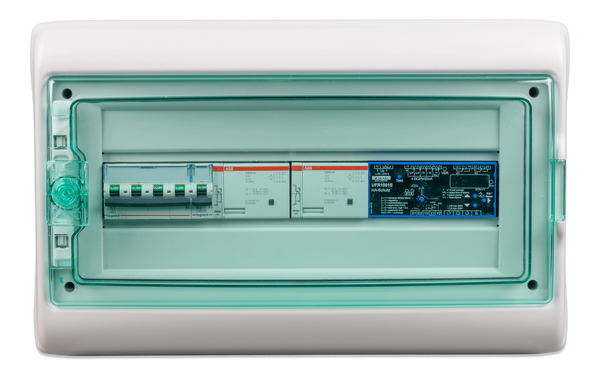 Front view of Victron Energy 63A anti-islanding box with IP65 weather-resistant enclosure