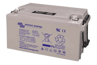 Angled view of 90Ah Victron gel battery showing integrated rope handles for lifting