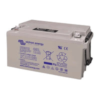 Angled view of 90Ah Victron gel battery showing integrated rope handles for lifting