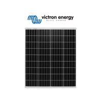 Front view of a 90W monocrystalline solar panel in a silver aluminium frame