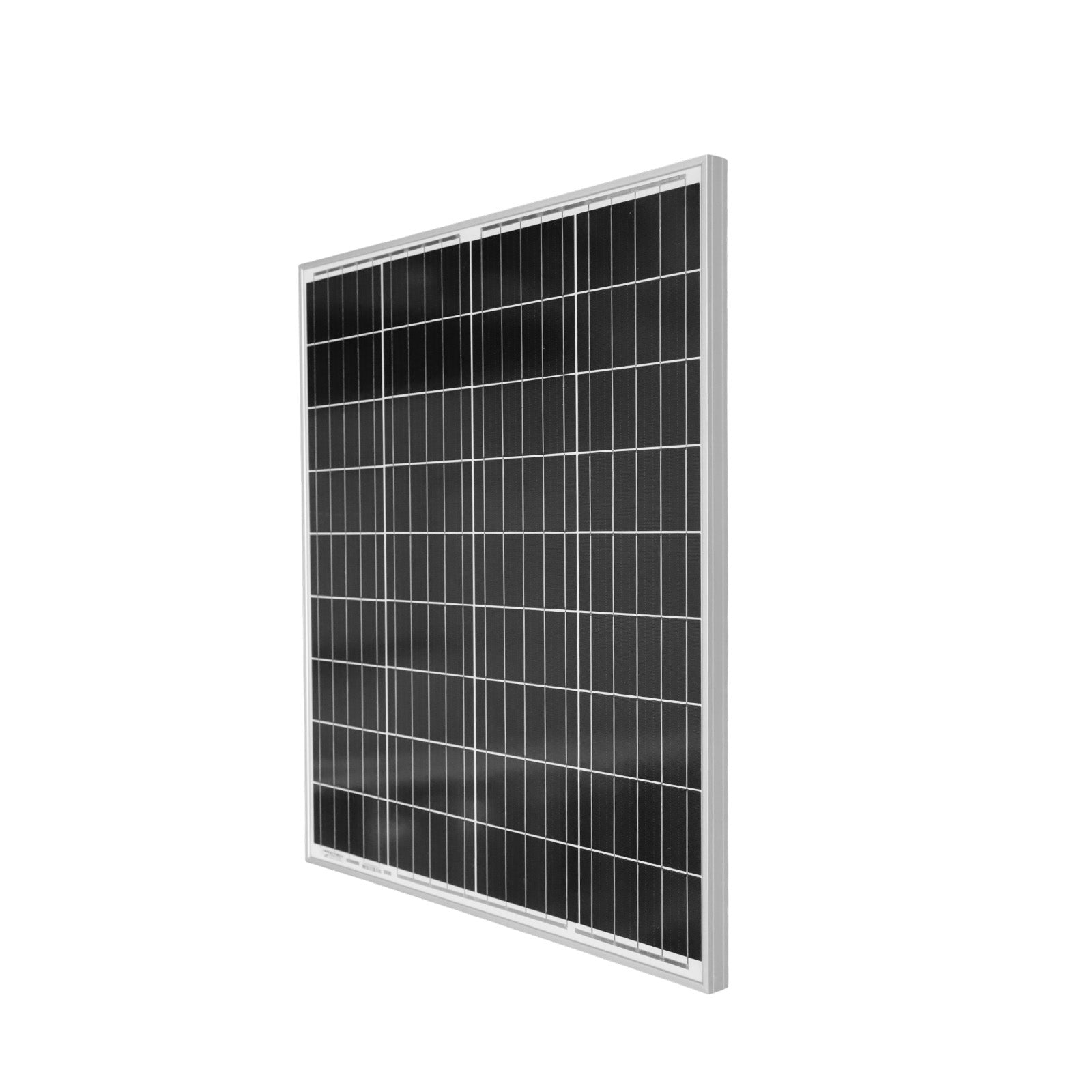 Side-on perspective view of the 90W monocrystalline solar panel