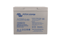 Direct front view of Victron AGM 12-60 Super Cycle battery showing label details and safety icons