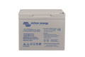 Front view of a grey Victron AGM 12-60 Super Cycle battery with technical specifications printed on the casing