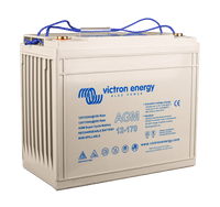 Perspective view of the grey 12V 170Ah AGM Super Cycle battery showing ribbed side casing