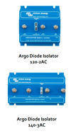 Size comparison between the Victron Argo Diode 120-2AC and the 140-3AC battery isolator models