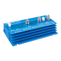 Right perspective view of the Victron Argofet 100A battery isolator showing terminal layout