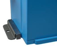 Close-up of a steel mounting bracket inserted into the battery base slot
