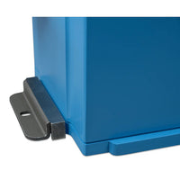 Close-up of a metal mounting bracket installed into the mounting channel of a lithium battery