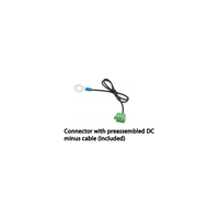 Included green connector with preassembled black DC minus cable and ring terminal
