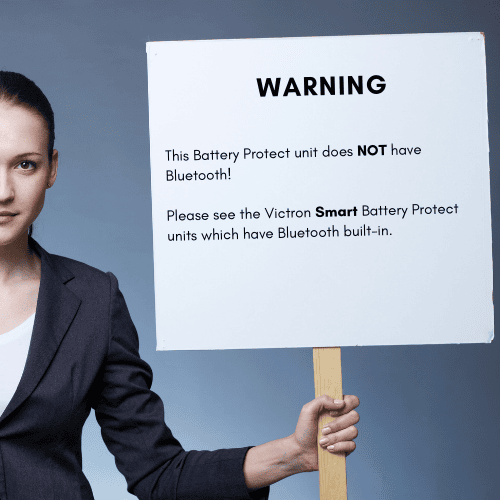 Warning message stating this Battery Protect unit does not have Bluetooth functionality