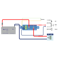 System wiring diagram for Victron Battery Protect showing battery, load and remote switch connections