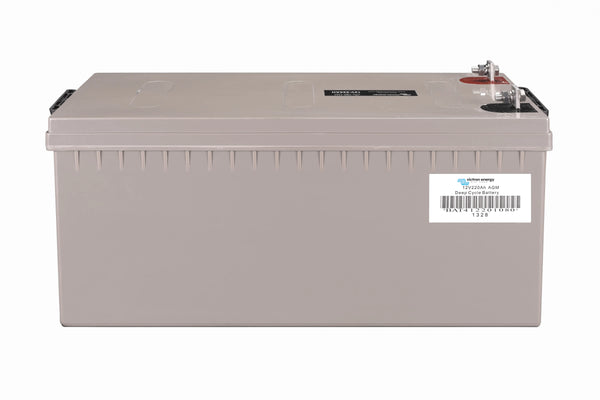 Rear perspective of the battery with product serial number and model identification sticker