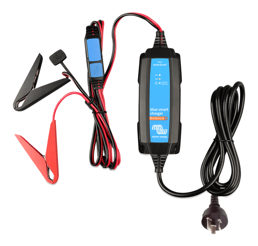 Victron 6V 12V 1.1A Blue Smart IP65 charger with AU NZ plug and crocodile clips