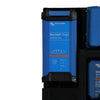 Close-up of Victron Blue Smart IP22 mains charger mounted on the black board