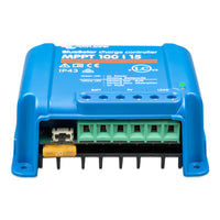 Bottom angled view of the Victron BlueSolar charge controller housing