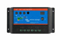 Front view of BlueSolar PWM solar charge controller showing terminal ports and status indicators