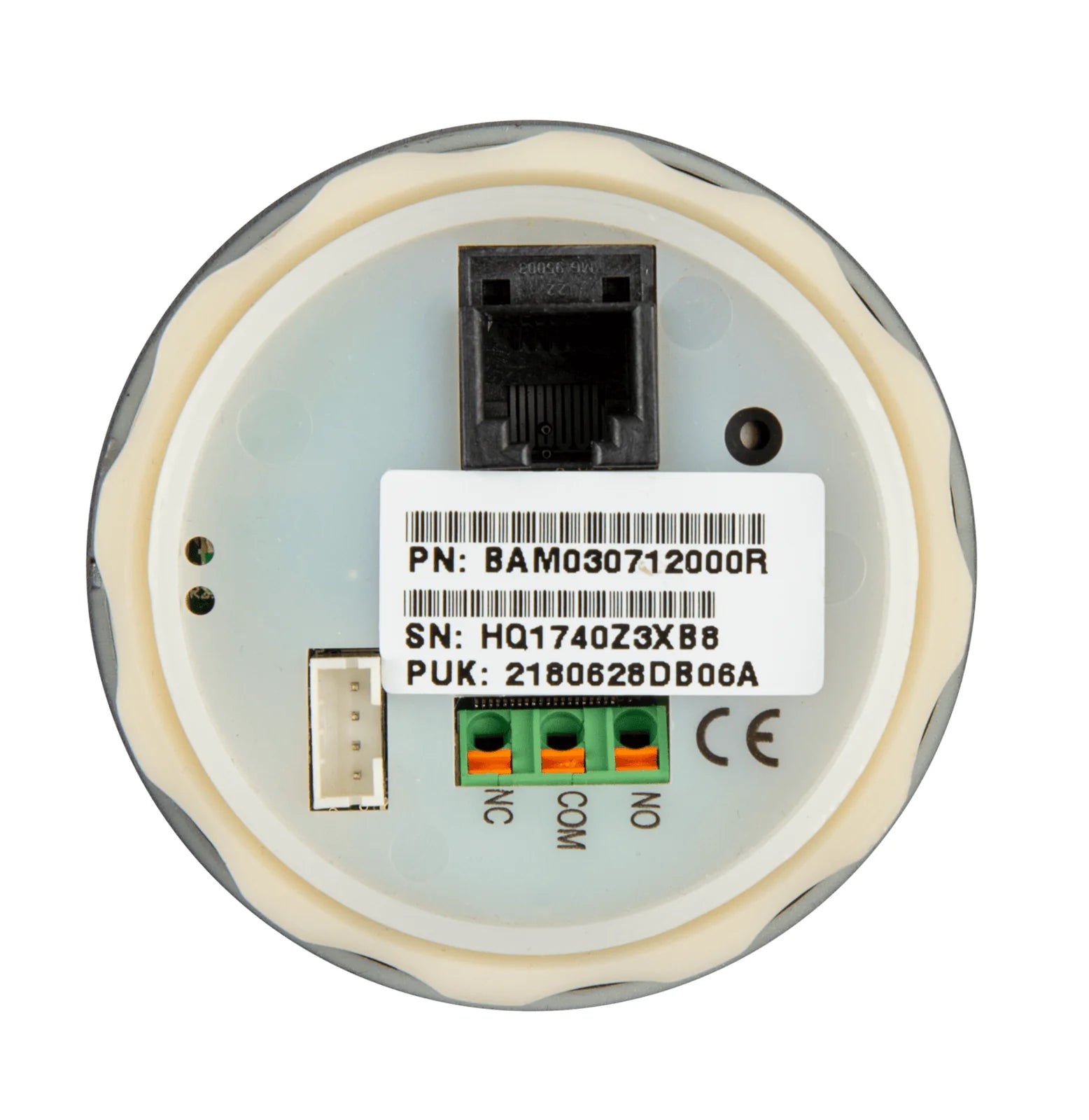 Back of BMV-712 monitor head showing RJ12 port and relay connection terminals