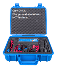 Open carry case demonstrating how the charger and cables fit into the foam