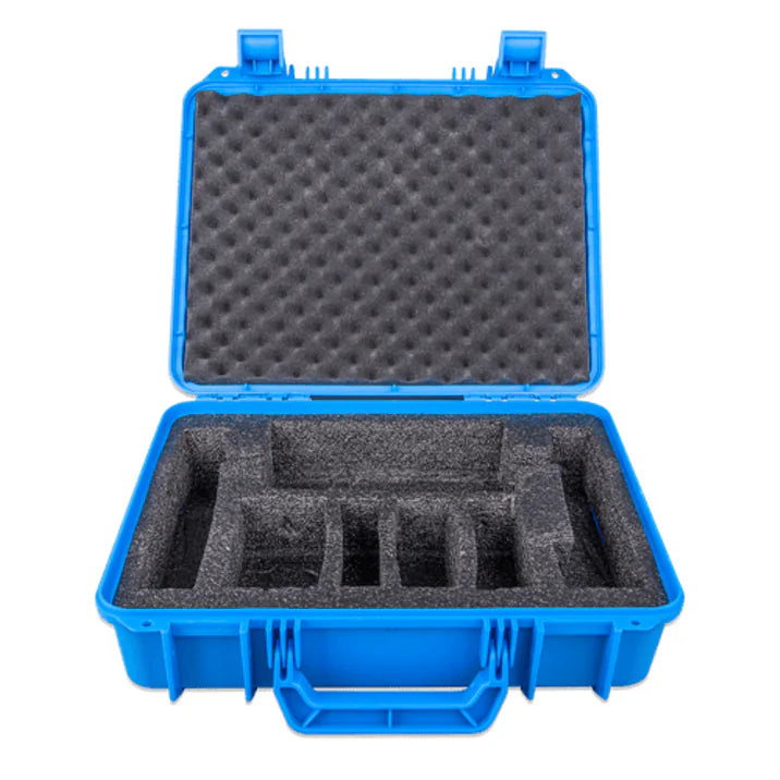 Interior of the Victron carry case with custom foam cutouts for charger and accessories
