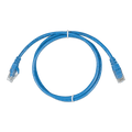 Coiled 1.8m blue Cat5e RJ45 UTP Ethernet patch cable with clear modular connectors