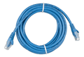 Coiled 3m blue Cat5e RJ45 UTP Ethernet patch cable with clear modular connectors
