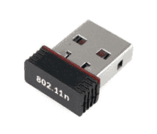 Small nano USB WiFi adapter for Victron CCGX with black casing and 802.11n text