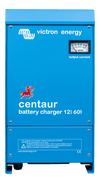 Blue Victron Centaur 12V 60A battery charger with analogue ammeter on front