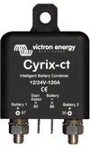 Front view of Victron Cyrix-ct 120A battery combiner showing M8 studs and control pins