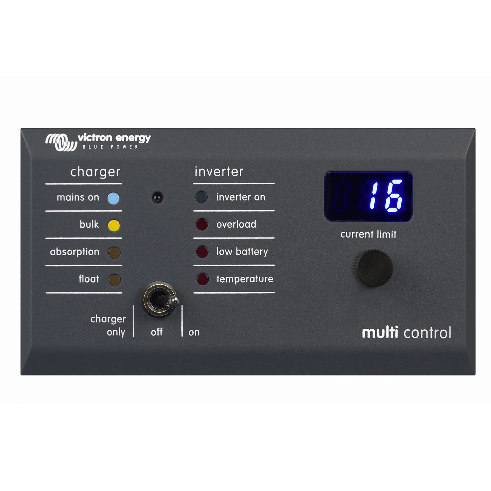 Digital Multi Control panel with status LEDs, toggle switch and digital current display