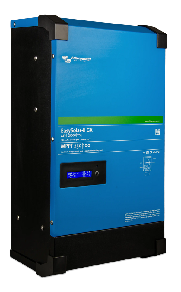 Angle view of Victron EasySolar-II GX 48/5000 showing wall-mounting form factor