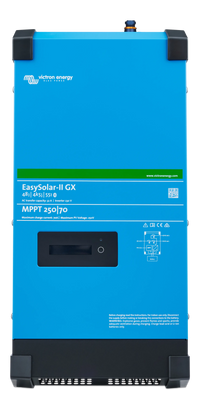 Front view of Victron EasySolar-II GX 48V inverter charger with GX display and MPPT 250/70 specs