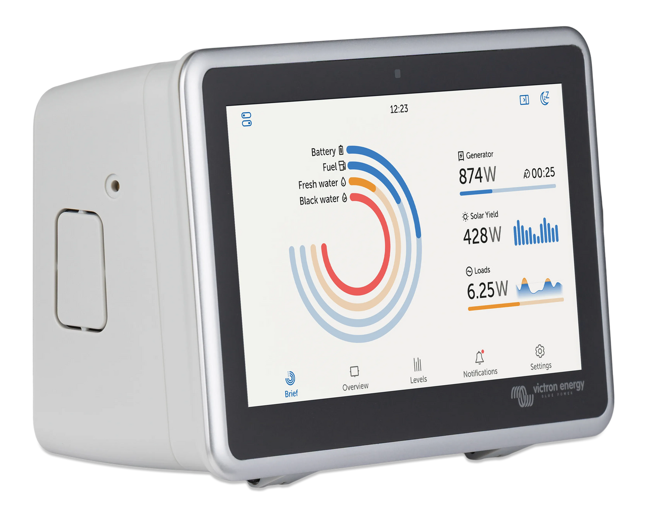 Victron Ekrano GX wall mount enclosure with system monitor installed