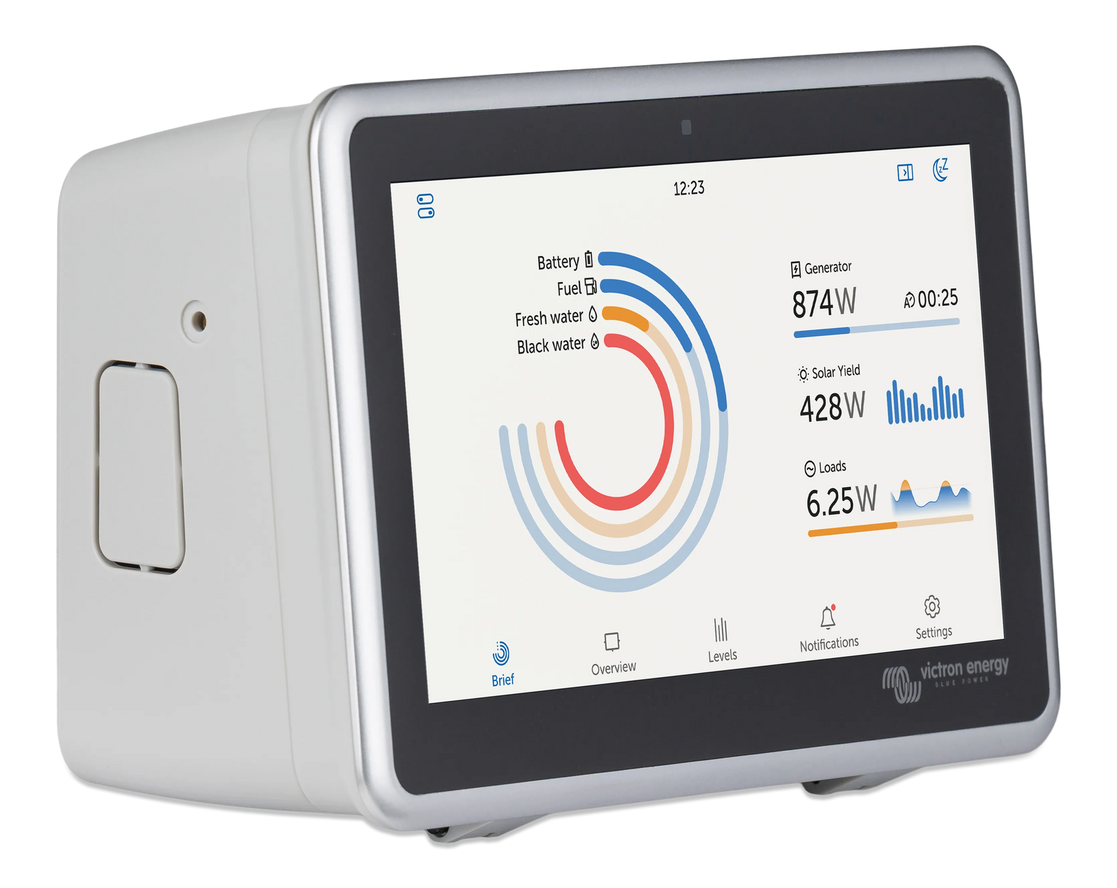 Victron Ekrano GX wall mount enclosure with system monitor installed