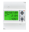 Front view of Victron EM24 3-phase energy meter with backlit LCD screen and navigation controls