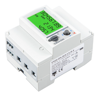 Isometric view showing terminal connections and product specifications label on a Victron EM24 meter