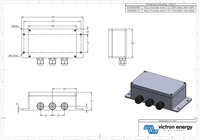 Dimensional drawing of the Filax 2 transfer switch with body and mounting measurements in millimetres