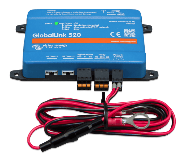 Angled view of GlobalLink 520 with complete wiring harness and connectors installed
