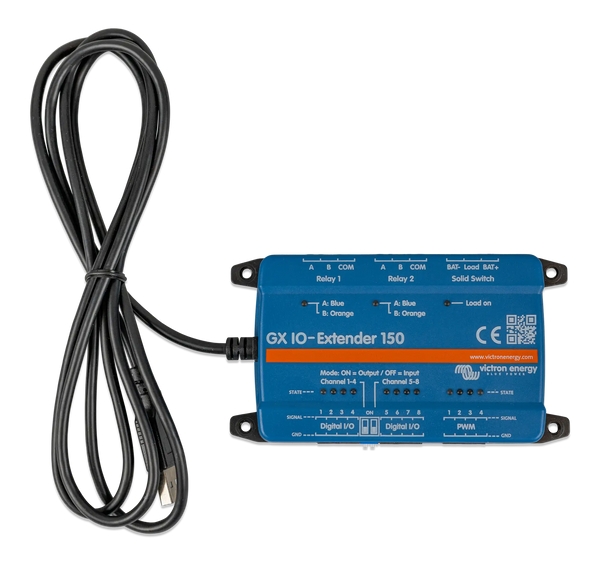 Victron GX IO-Extender 150 module with coiled USB power and data cable