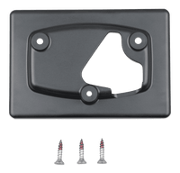 Front view of black wall mount bracket for Victron GX Touch 50 display with three mounting screws