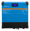 Front view of blue Victron Inverter RS 48/6000 showing LCD screen and integrated solar controller labels
