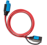 Red and black 2m extension cable with blue quick-connect terminals for Victron IP65 chargers